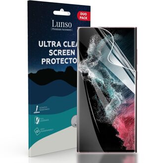 Lunso Samsung Galaxy S23 Ultra - Duo Pack (2 stuks) Beschermfolie - Full Cover Screen protector Wit