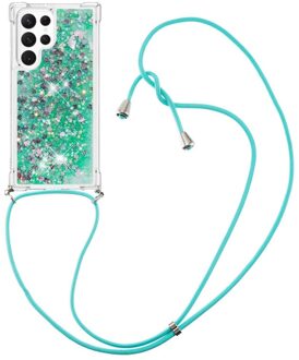Lunso Samsung Galaxy S23 Ultra - Telefoonhoes met koord - Glitter Groen
