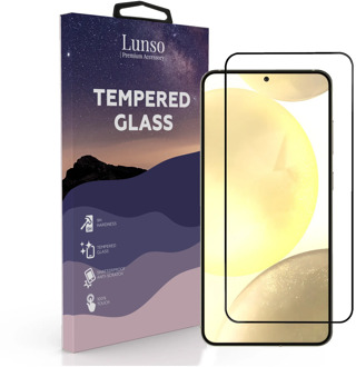Lunso Samsung Galaxy S24 Gehard Beschermglas - Full Cover Screenprotector - Black Edge Wit