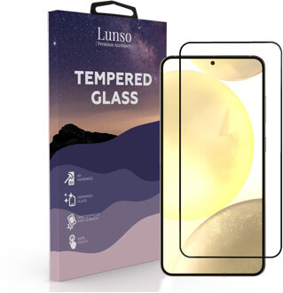 Lunso Samsung Galaxy S24 Plus Gehard Beschermglas - Full Cover Screenprotector - Black Edge Wit