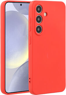 Lunso Samsung Galaxy S25 Plus hoesje - Flexibel siliconen Backcover - Rood
