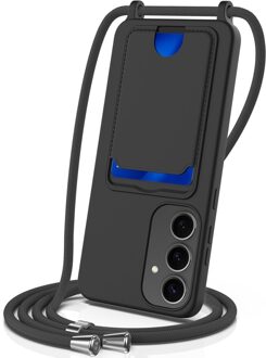 Lunso Samsung Galaxy S25 Plus - Telefoonhoes met koord en kaarthouder - Zwart