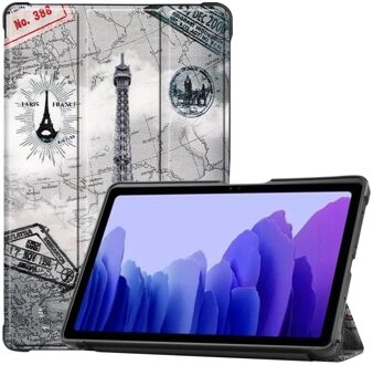Lunso Samsung Galaxy Tab A 10.5 inch - 3-Vouw sleepcover hoes - Eiffeltoren Wit, Grijs