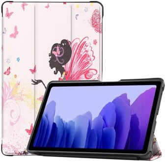 Lunso Samsung Galaxy Tab A 10.5 inch - 3-Vouw sleepcover hoes - Fee Wit, Roze