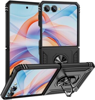 Lunso Samsung Galaxy Z Flip 7 - Armor backcover hoes met ringhouder - Zwart