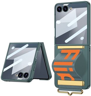 Lunso Samsung Galaxy Z Flip 7 backcover hoesje met Polsband - Groen