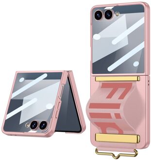 Lunso Samsung Galaxy Z Flip 7 backcover hoesje met Polsband - Lichtroze
