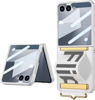 Lunso Samsung Galaxy Z Flip 7 backcover hoesje met Polsband - Wit