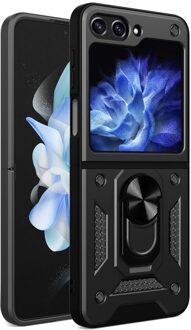 Lunso Samsung Galaxy Z Flip 7 FE / Flip6 - Armor backcover hoes met ringhouder - Zwart