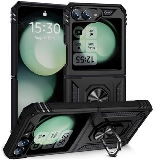 Lunso Samsung Galaxy Z Flip 7 FE / Flip6 - Armor backcover hoes met ringhouder - Zwart