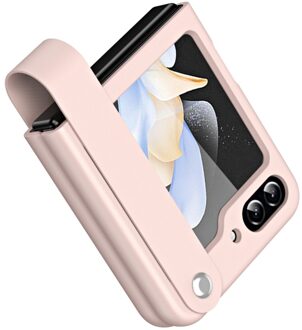 Lunso Samsung Galaxy Z Flip 7 FE / Flip6 Leren hoes met band - strap case - Roze