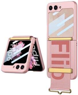 Lunso Samsung Galaxy Z Flip 7 FE / Z Flip6 backcover hoesje met Polsband - Lichtroze