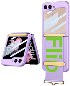 Lunso Samsung Galaxy Z Flip 7 FE / Z Flip6 backcover hoesje met Polsband - Lila Paars