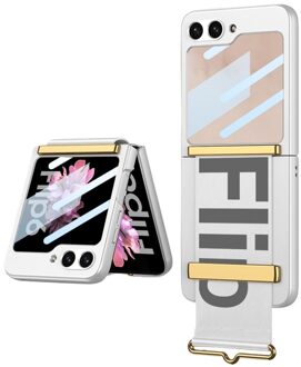 Lunso Samsung Galaxy Z Flip 7 FE / Z Flip6 backcover hoesje met Polsband - Wit