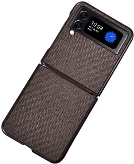 Lunso Samsung Galaxy Z Flip4 - Canvas cover hoes - Bruin