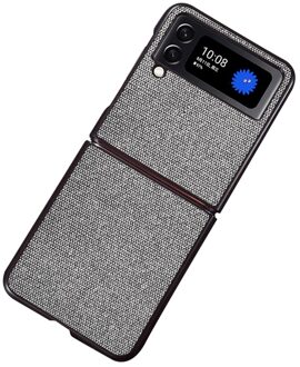 Lunso Samsung Galaxy Z Flip4 - Canvas cover hoes - Grijs