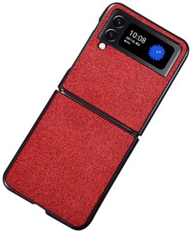 Lunso Samsung Galaxy Z Flip4 - Canvas cover hoes - Rood