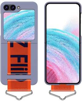 Lunso Samsung Galaxy Z Flip5 - Hoes met band - Lavender/Oranje