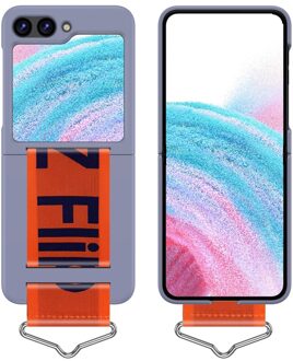 Lunso Samsung Galaxy Z Flip5 - Hoes met band - Lavender/Oranje
