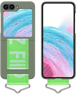 Lunso Samsung Galaxy Z Flip5 - Hoes met band - Lichtgroen/Groen