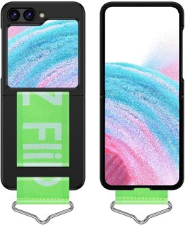 Lunso Samsung Galaxy Z Flip5 - Hoes met band - Zwart/Groen