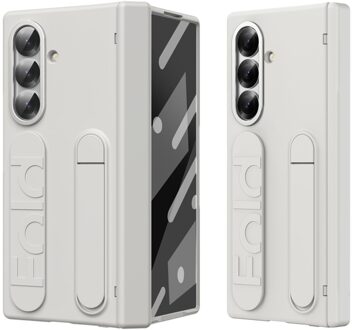 Lunso Samsung Galaxy Z Fold 7 backcover hoes met Kickstand & Polsband - Beige Wit