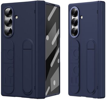 Lunso Samsung Galaxy Z Fold 7 backcover hoes met Kickstand & Polsband - Donkerblauw