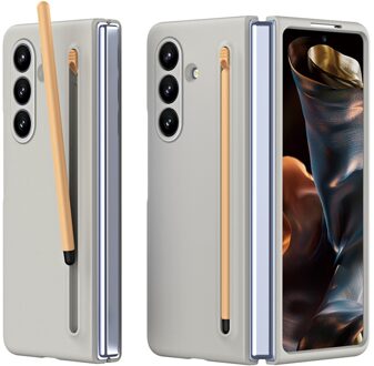 Lunso Samsung Galaxy Z Fold 7 backcover hoes met Stylus & screenprotector - Lichtgrijs