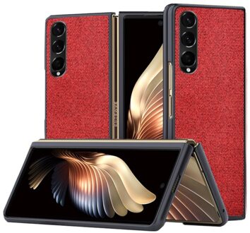 Lunso Samsung Galaxy Z Fold4 - Canvas cover hoes - Rood