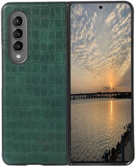 Lunso Samsung Galaxy Z Fold4 - Croco patroon cover hoes - Groen