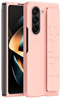 Lunso Samsung Galaxy Z Fold5 hoes met polsband - wrist strap - Lichtroze