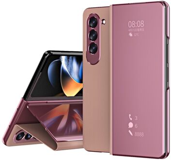 Lunso Samsung Galaxy Z Fold5 - Window view cover hoes - Rose Goud