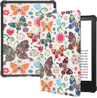 Lunso sleepcover hoes - Kindle Paperwhite 2021 (6.8 inch) - Vlinders Meerdere kleuren