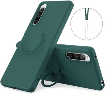 Lunso Sony Xperia 10 V - Ringhouder Backcover hoes - Army Groen