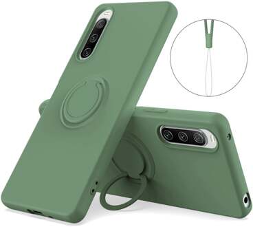 Lunso Sony Xperia 10 V - Ringhouder Backcover hoes - Groen
