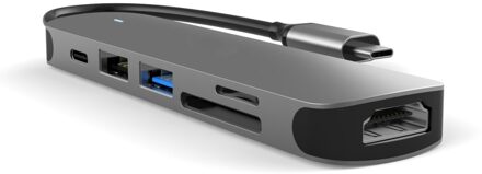 Lunso Universele USB-C naar USB 3.0 / 2.0, USB-C en HDMI aluminium adapter - Zilver