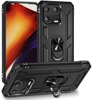 Lunso Xiaomi 13 - Armor backcover hoes met ringhouder - Zwart