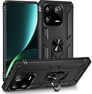 Lunso Xiaomi 13 Pro - Armor backcover hoes met ringhouder - Zwart