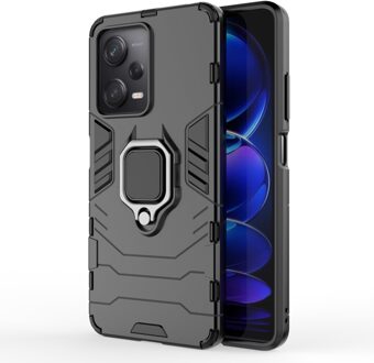 Lunso Xiaomi Poco X5 Pro - Armor backcover hoes met ringhouder - Zwart