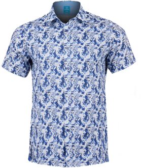 Lureaux Azure Bird Garden Short Sleeve Overhemd M Lureaux - Handgemaakte Nette Schoenen Voor Heren Multicolor