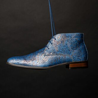 Lureaux Blue Paisley Panther High Lureaux - Handgemaakte Nette Schoenen Voor Heren - 47