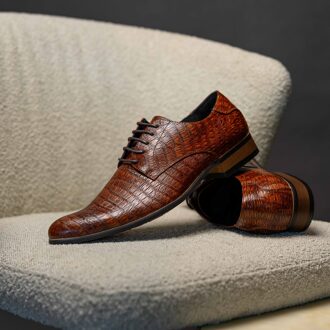 Lureaux Brown Reptile Lureaux - Handgemaakte Nette Schoenen Voor Heren - 45