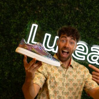 Lureaux Confident Glimmer Sneakers Lureaux - Handgemaakte Nette Schoenen Voor Heren Beige - 39