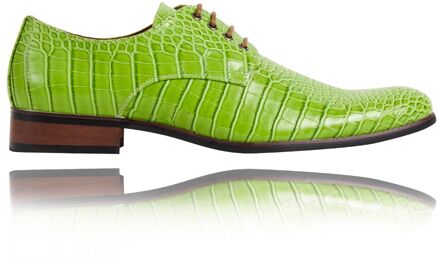 Lureaux Green Gator - Maat 39 - Lureaux - Kleurrijke Schoenen Voor Heren - Veterschoenen Met Print