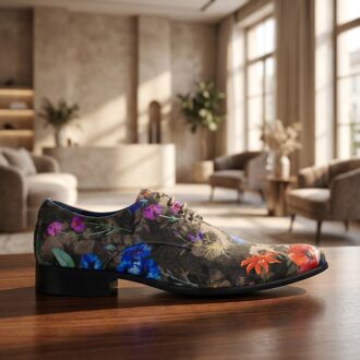 Lureaux Grey Velour Flora Lureaux - Handgemaakte Nette Schoenen Voor Heren Green - 46