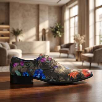 Lureaux Grey Velour Flora Lureaux - Handgemaakte Nette Schoenen Voor Heren Green - 48