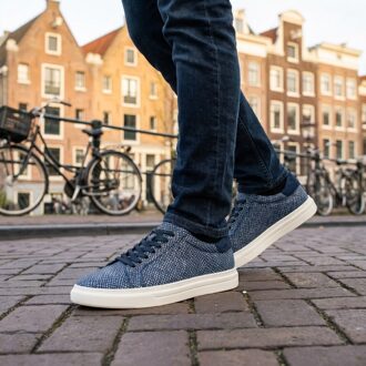 Lureaux Lagoon Grid Sneakers Lureaux - Handgemaakte Nette Schoenen Voor Heren Blue - 40