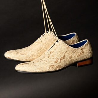 Lureaux Magic Wonder Lureaux - Handgemaakte Nette Schoenen Voor Heren Beige - 45