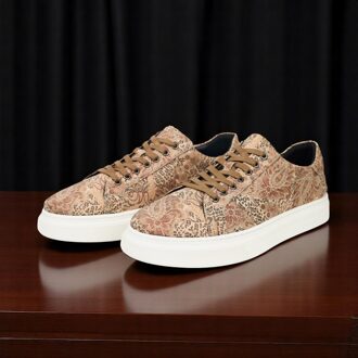 Lureaux Sand Paisley Panther Sneakers Lureaux - Handgemaakte Nette Schoenen Voor Heren Beige - 41