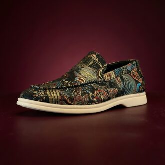 Lureaux Shiny Shadow Loafer Lureaux - Handgemaakte Nette Schoenen Voor Heren Green - 40